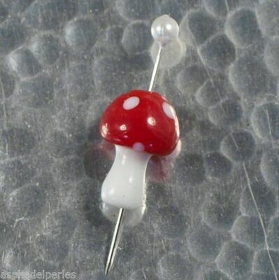 2 perles champignon en verre 17 x 12 mm