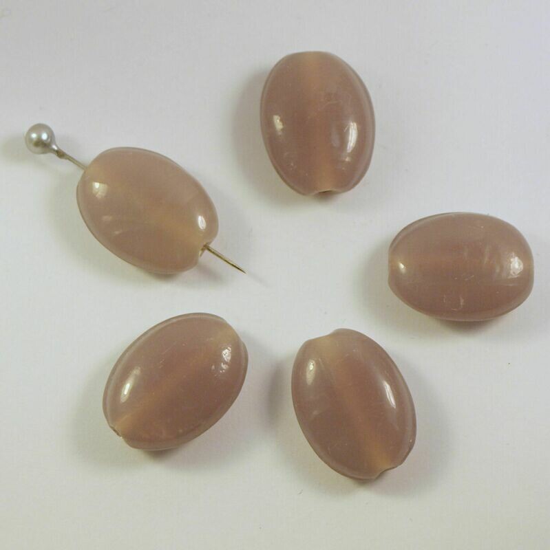 6 perles de verre artisanal mauve 1,90 x 1,40 cm environ