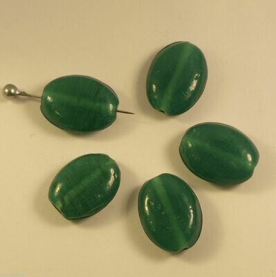 6 perles de verre artisanal vert canard 1,90 x 1,40 cm environ