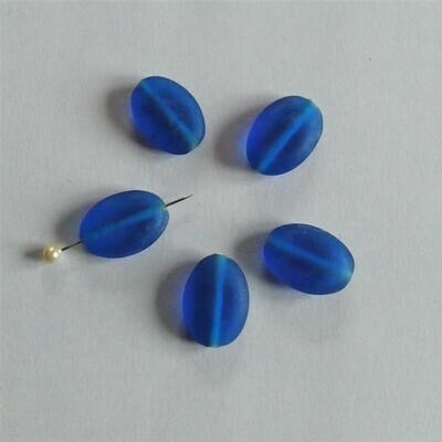 6 perles de verre artisanal bleu teal mat 1,90 x 1,40 cm environ