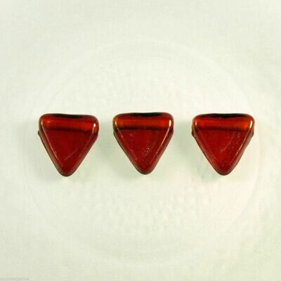 5 perles de verre artisanal triangles rouge
