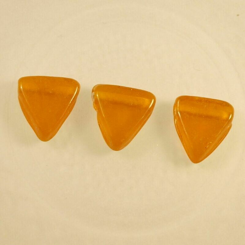 5 perles de verre artisanal triangles orange