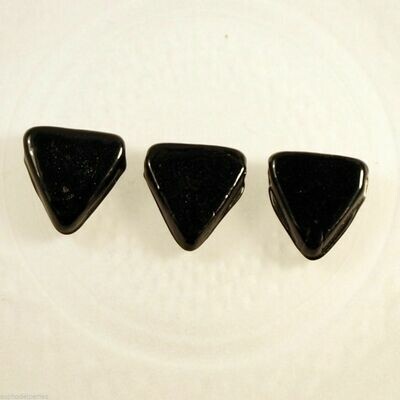 5 perles de verre artisanal tchèque triangles noir brillant