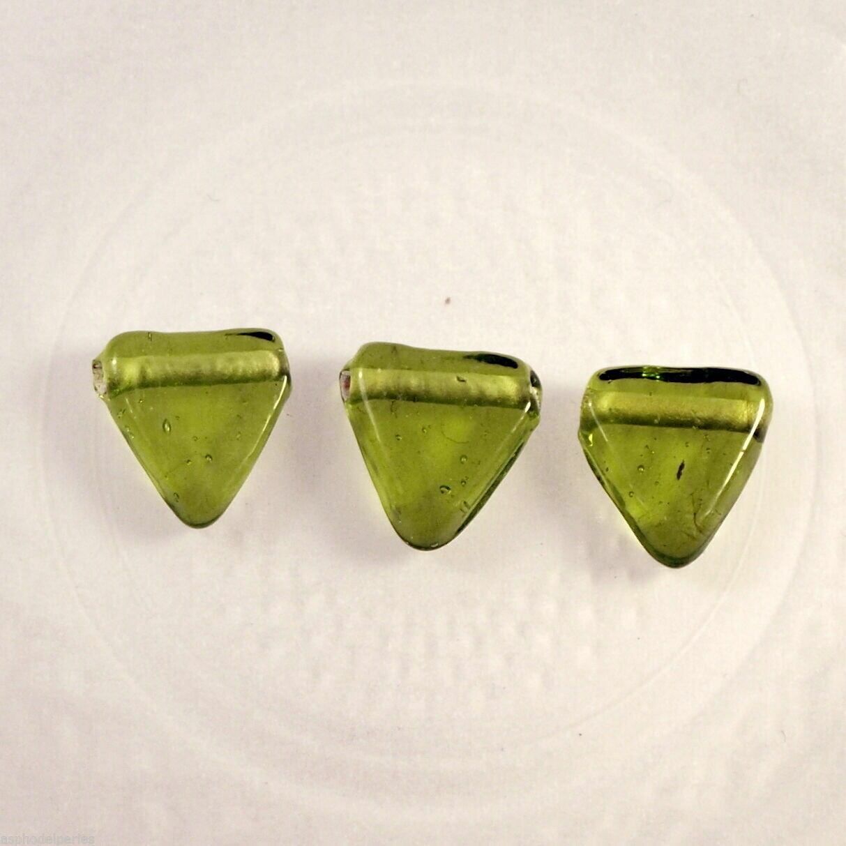 5 perles de verre artisanal triangles vert