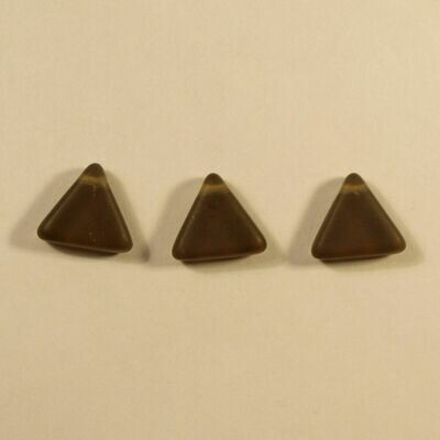 5 perles de verre artisanal tchèque triangles khaki givré