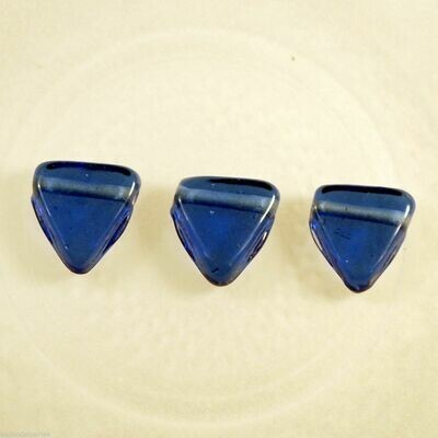 5 perles de verre artisanal triangles bleu marine