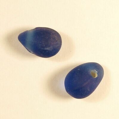 5 perles de verre artisanal goutte givrée 15 mm bleu foncé
