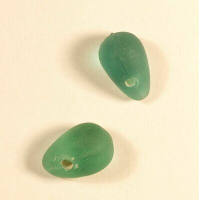 5 perles de verre artisanal goutte givrée 15 mm vert émeraude