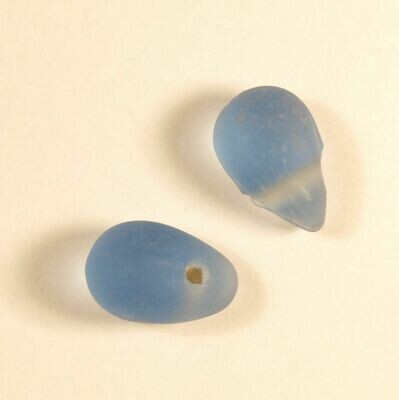 5 perles de verre artisanal goutte givrée 15 mm bleu lavande