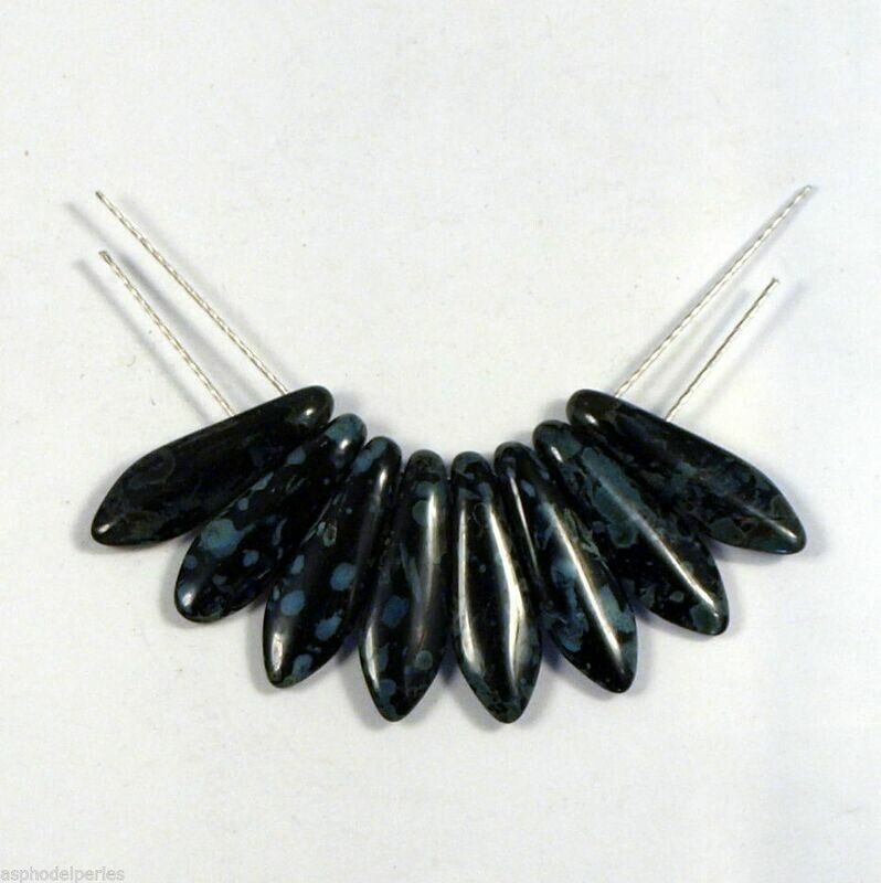 10 perles dagger larmes de joie à 2 trous jet picasso 5/16 mm