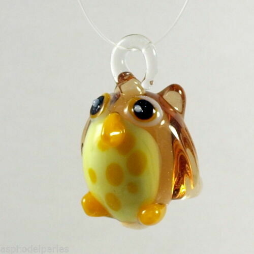 Pendentif en verre en forme de hiboux topaze 17mm