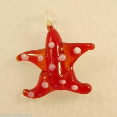 Paire de breloque pendentif petite étoile de mer rouge 19 mm