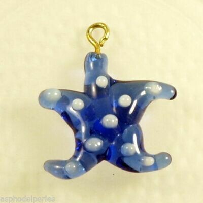 Paire de breloque pendentif petite étoile de mer bleue 19 mm