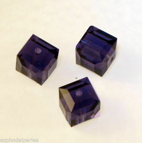 6 perles cubes en cristal de Swarovski 5601 Purple Velvet 6 mm