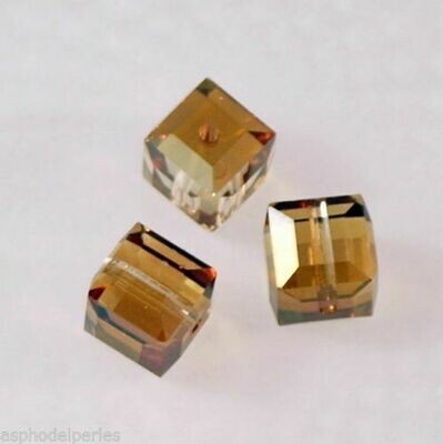 6 perles cubes en cristal de Swarovski 5601 Crystal Copper 6 mm