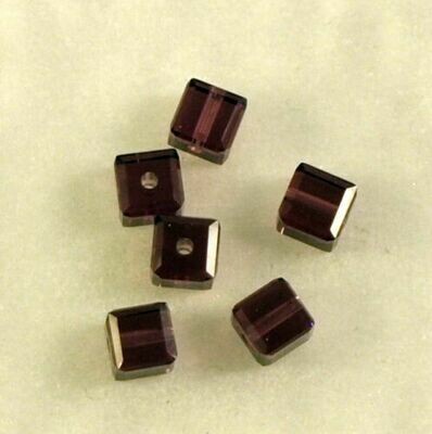 6 cubes en cristal de Swarovski 4 mm amethyst - ref5601