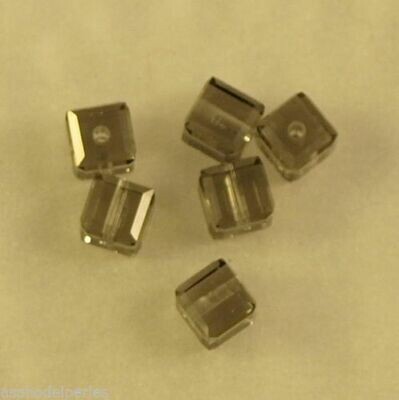 6 cubes en cristal de Swarovski 4 mm black diamond - ref5601