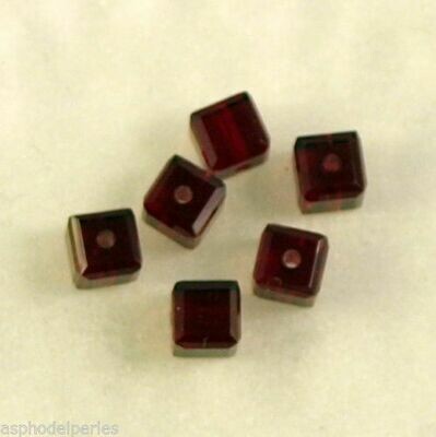 6 cubes en cristal de Swarovski 4 mm siam - ref5601