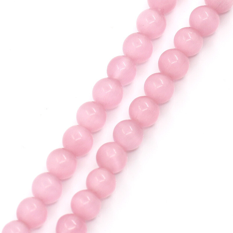10 perles oeil de chat 6 mm rose
