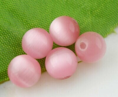 10 perles oeil de chat 8 mm rose