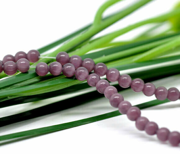 10 perles oeil de chat 4 mm violet