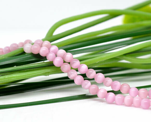 17 perles oeil de chat 4 mm rose