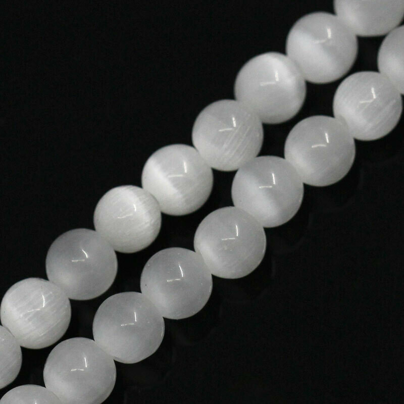 10 perles oeil de chat 4 mm blanc