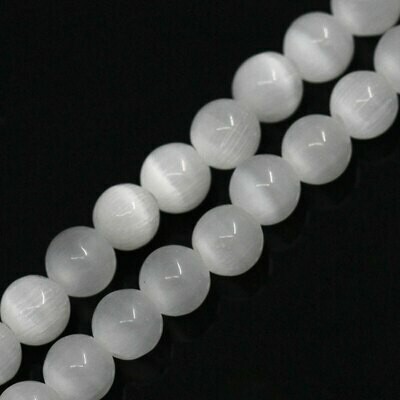 10 perles oeil de chat 4 mm blanc