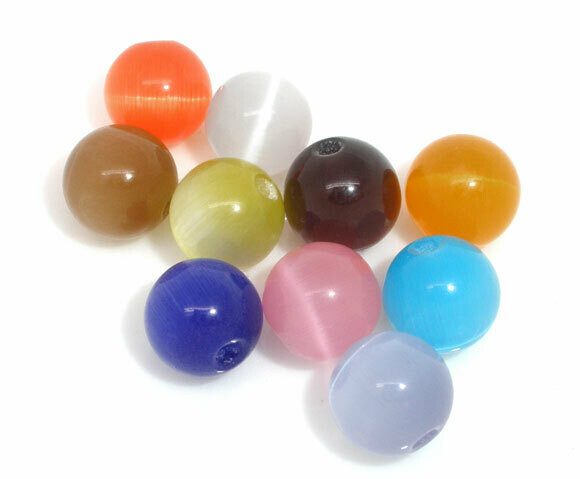 6 perles oeil de chat rondes 8 mm GRIS