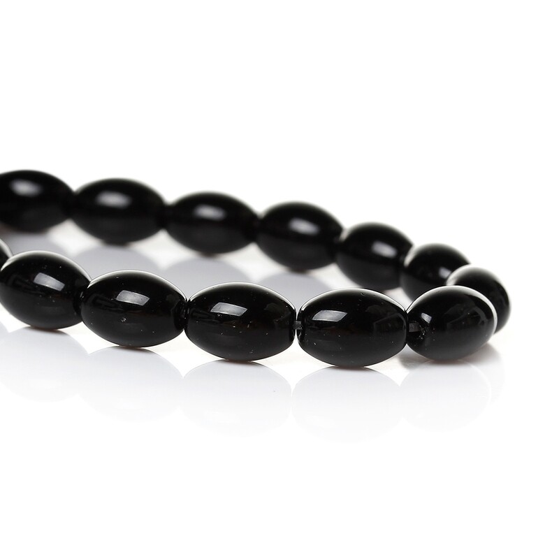 6 perles olive en hématite noire 9 x 6 mm