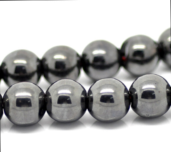 10 perles d'hématite rondes 10 mm environ