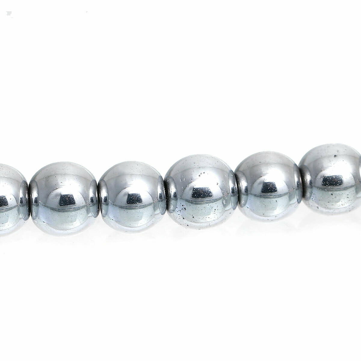 20 perles d'hématite argentée rondes 8 mm