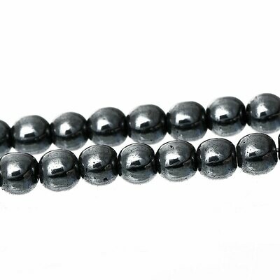 20 perles d'hématite argentée rondes 8 mm