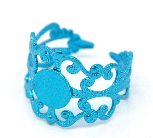 Support de bague réglable métal turquoise 18,3 mm