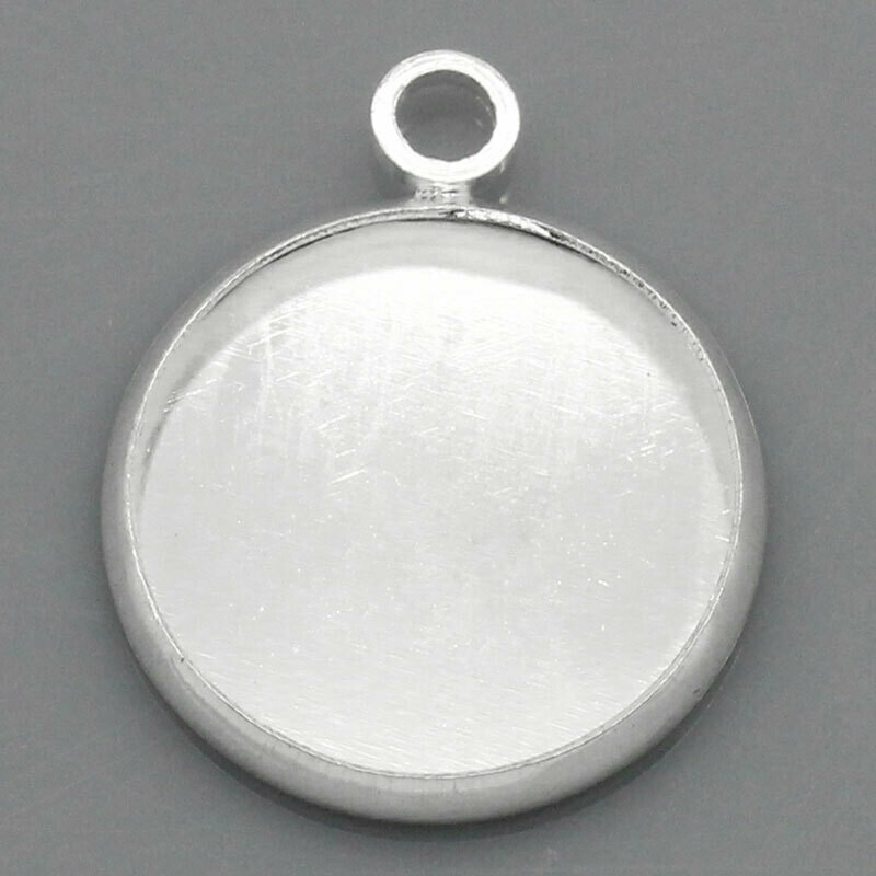 2 pendentifs support de cabochon ou camée argentés 19 x 16 mm