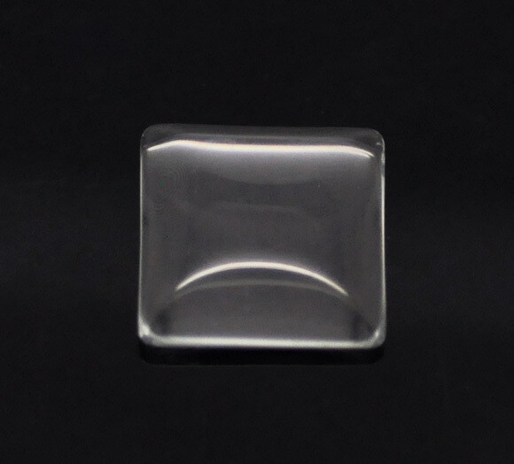 4 cabochons carrés en verre transparent 15 x 15 mm