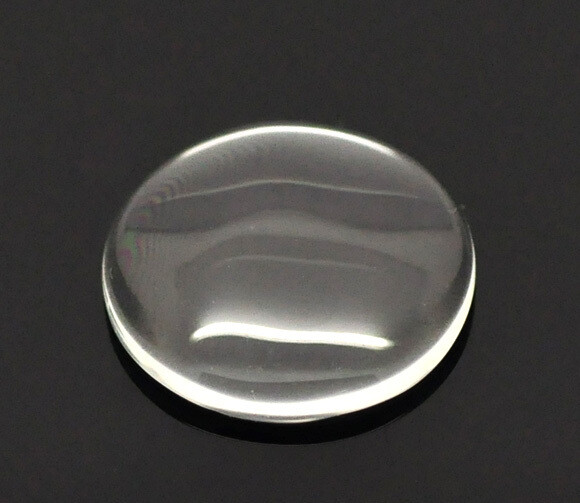 2 cabochons ronds en verre transparent 21 mm