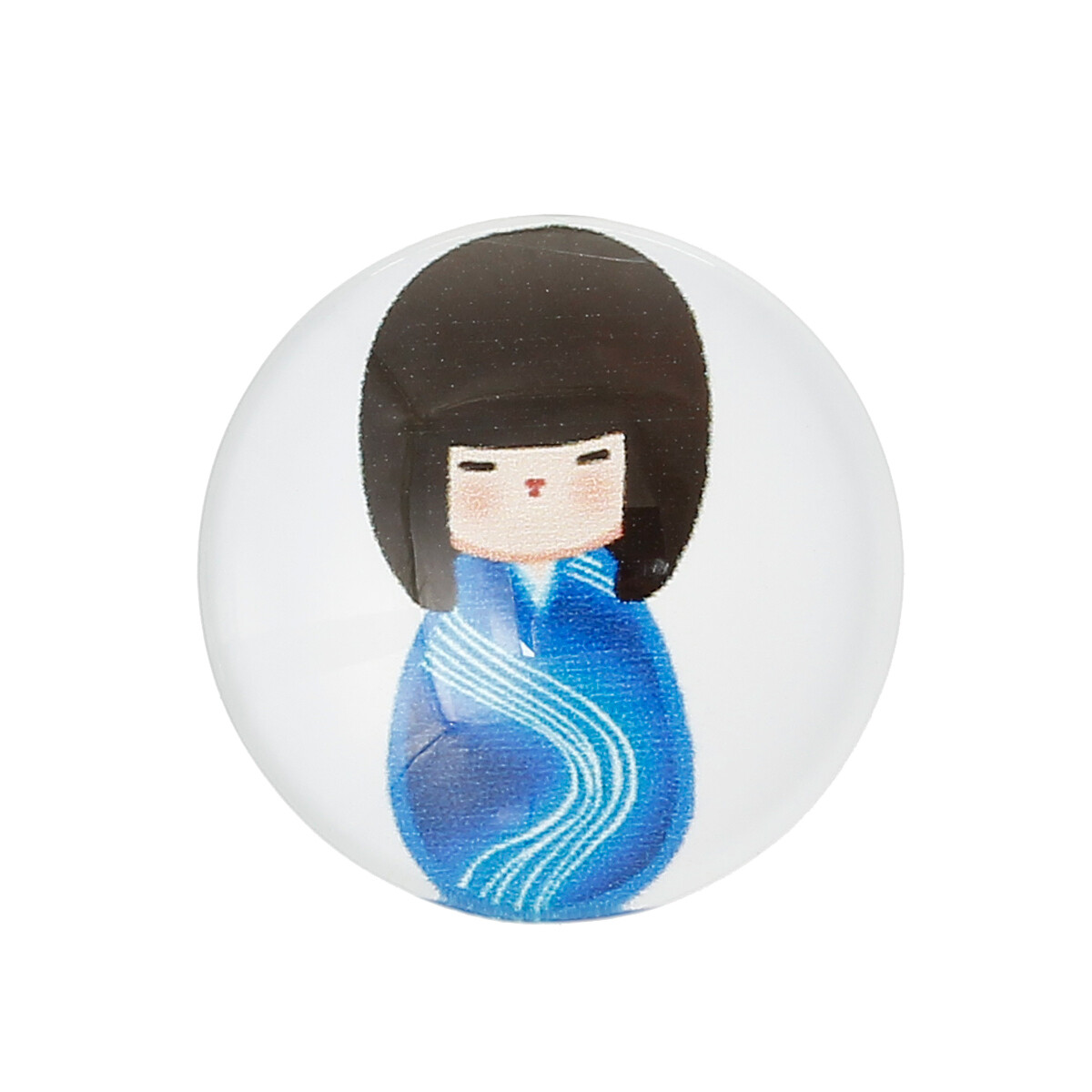 2 cabochons ronds en verre motif fillette bleu 20 mm