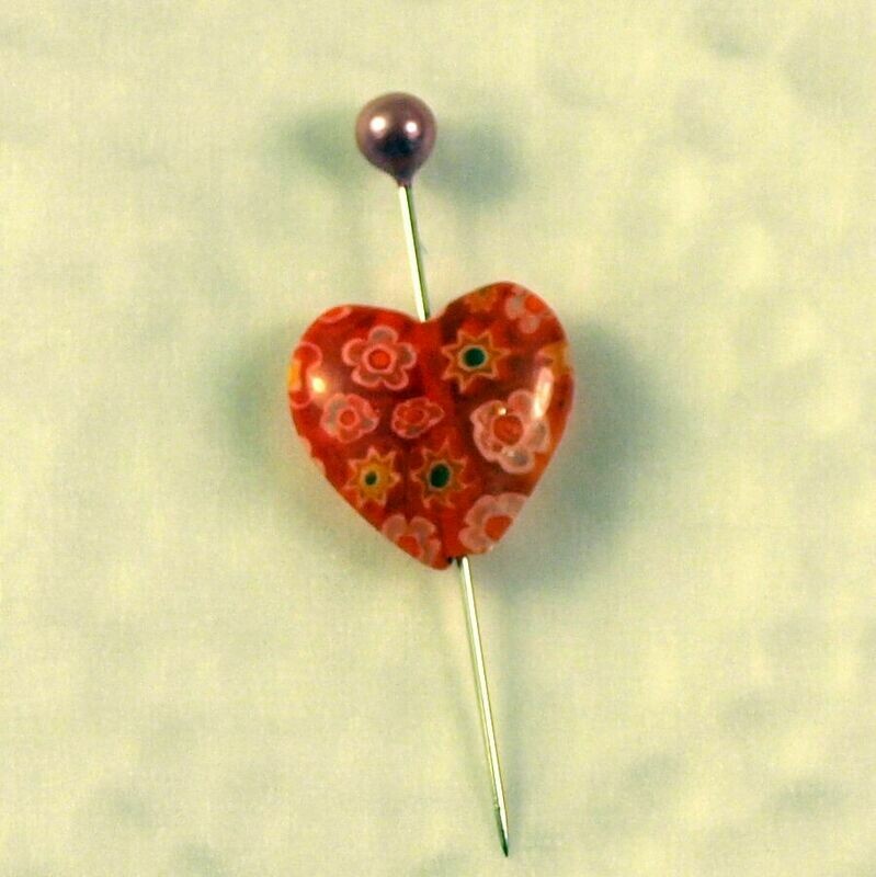 4 perles en forme de coeur en verre de Millefiori 13,5 x 13 mm couleur mandarine