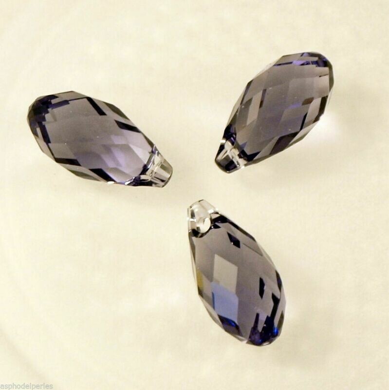 2 gouttes en cristal de Swarovski 6010 Tanzanite 13x6 mm