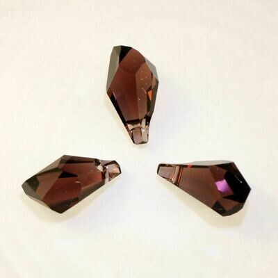 2 gouttes polygones en cristal de Swarovski 6015 Burgundy 13 mm
