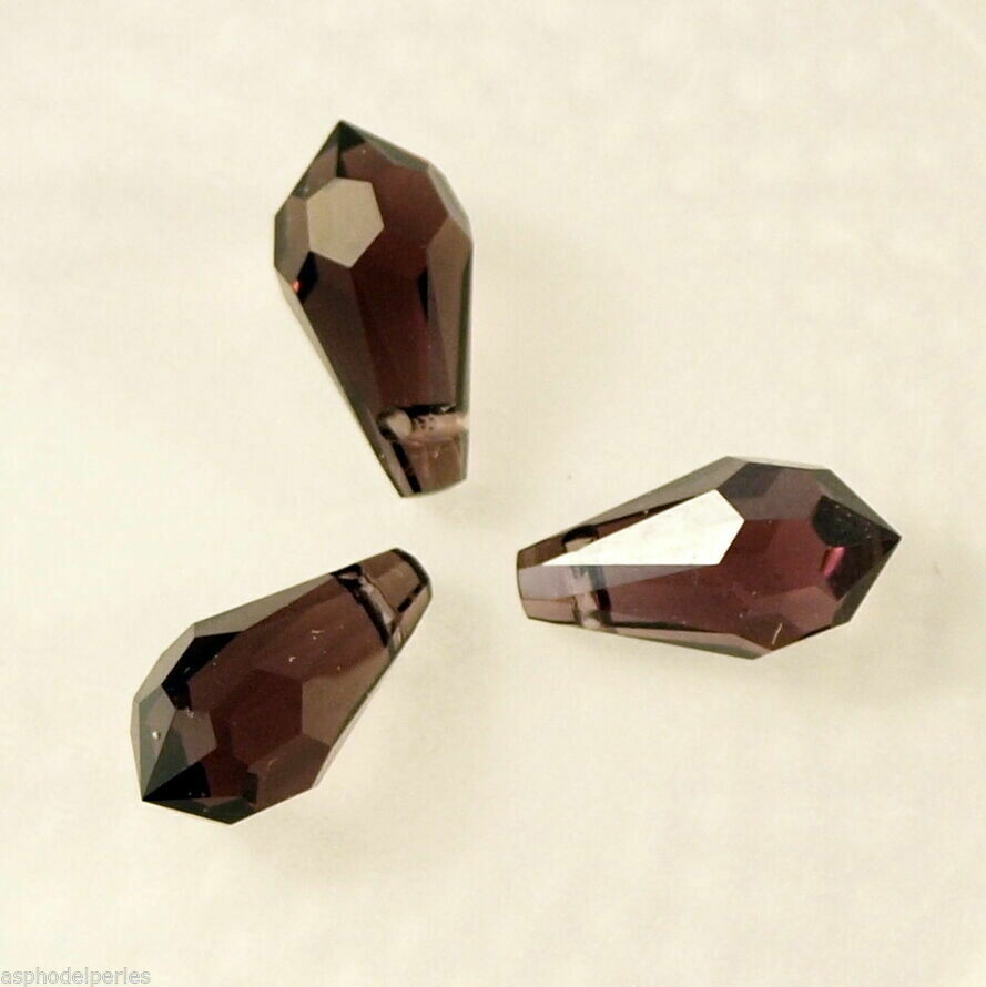 2 gouttes en cristal de Swarovski 6000 Amethyst Satin 11x5,5mm