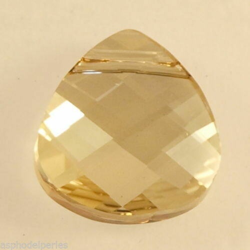 Pendentif briolette plate en cristal de Swarovski 6012 golden shadow 15,4x14 mm