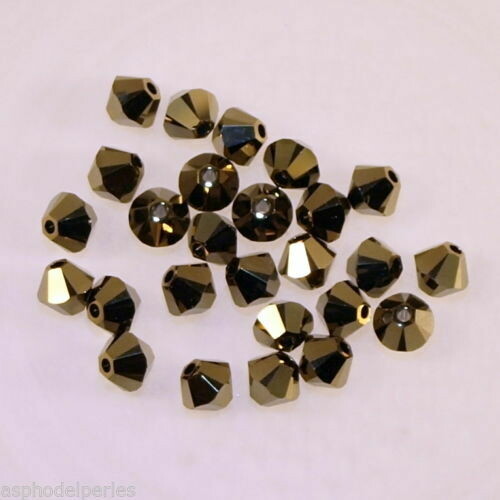 50 perles  toupies en cristal de Swarovski  5328 crystal dorado 2X 4 mm