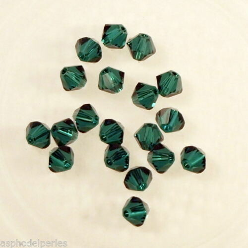 50 perles  toupies en cristal de Swarovski  5328 Emerald 4 mm