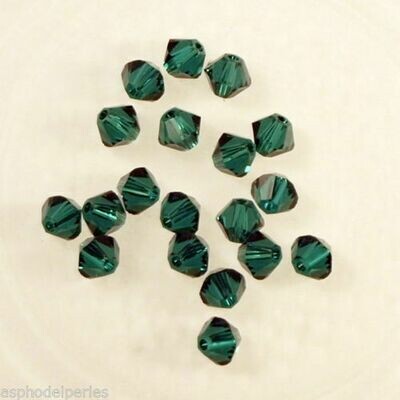 50 perles toupies en cristal de Swarovski 5328 Emerald 4 mm