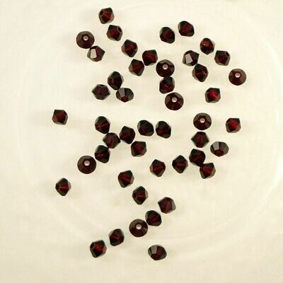50 perles toupies en cristal de Swarovski 5328 Garnet (rouge foncé) 3 mm