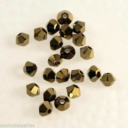 50 perles  toupies en cristal de Swarovski  5328 Crystal dorado 2X 3 mm