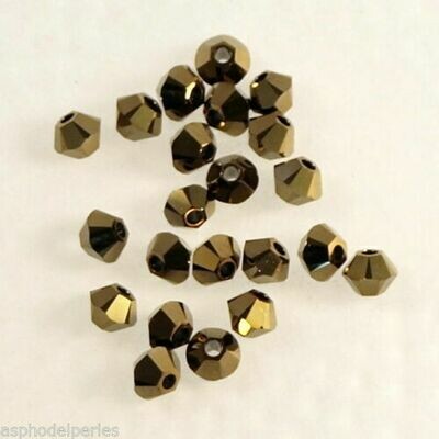 50 perles toupies en cristal de Swarovski 5328 Crystal dorado 2X 3 mm