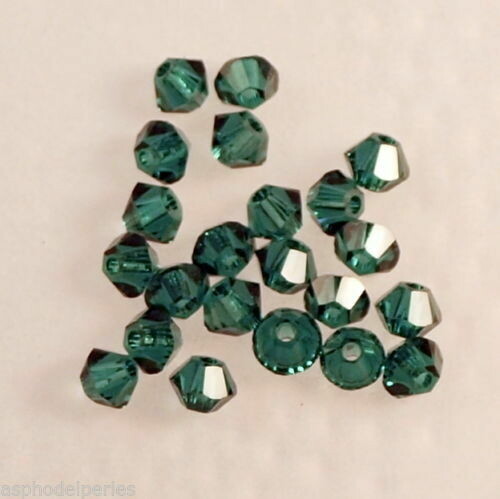 50 perles toupies en cristal de Swarovski 5328 Emerald 3 mm